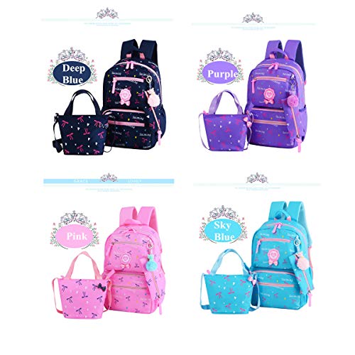 Vidoscla 3Pcs Heart Printing Backpack Sets Bowknot Primary Schoolbag Travel Daypack Shoulder Bag Girls Rucksack Knapsack #TOP5