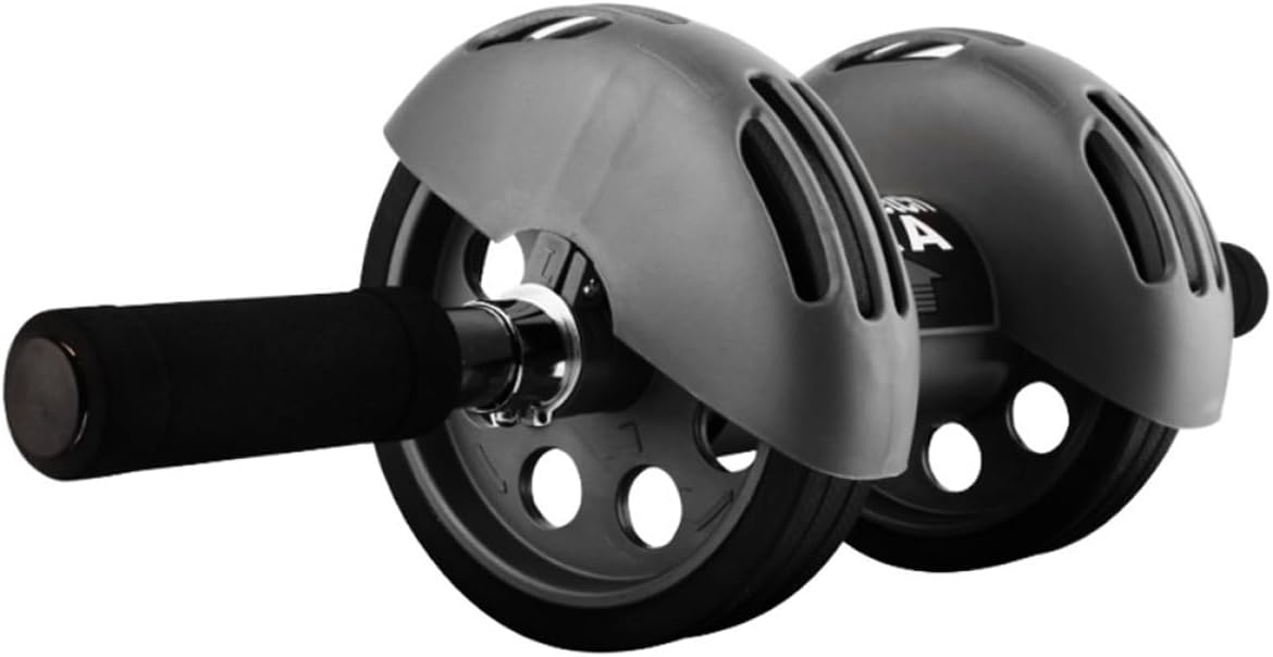 Ab Roller Wheel with Auto Rebound Handle, 2-wheel Exercise Abdominal Roller for Core Strength Training, Includes Blue Kneeling Pad for Home Fitness Workouts