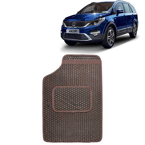 Image of Kingsway Dotted Design Car Floor Foot Mats Universal Fit for Tata Hexa, Model Year : 2016 Onwards, Water and Dustproof, Color Brown, Set of 5 Pieces