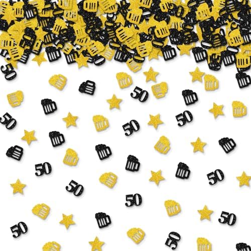 120pcs Beer 50th Birthday Confetti, Black&Gold Glitter Cheers to ...
