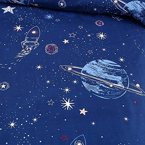 Damier Kinder Spannbettlaken 140x200cm Blau Weltall Sternenhimmel Universum Spannbetttuch Weiche Microfaser Jungen Mädchen Kids Bettlaken… – Ansicht 3