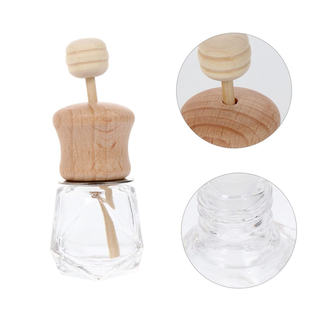 UKCOCO 20 Pezzi Bottiglie Profumo Auto Vuote in Vetro e Legno Diffusori Olio Trasparenti Accessori Eleganti per Profumatore Aria Veicolare Facili da Installare su Bocchette
