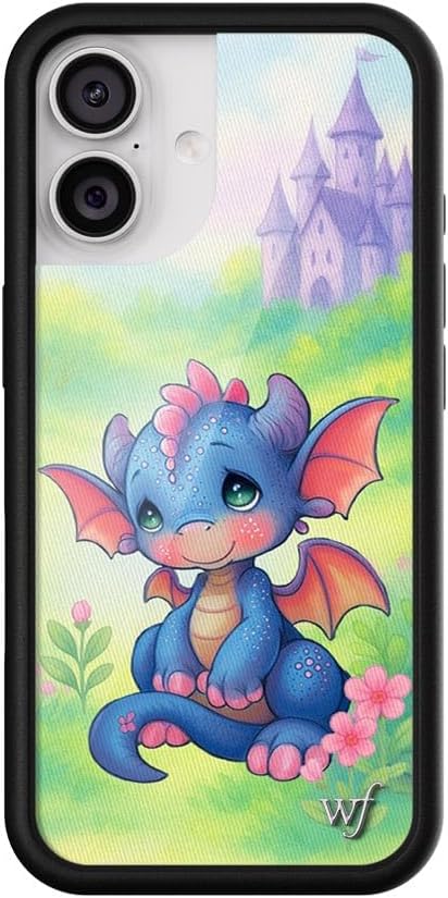 Wildflower Cases - Compatible with iPhone 17 | Protective Black Bumper, 4ft Drop Test Certified, Women Owned Small Business | Fantasy Castle Cute Purple | Precious Moments - Dragon Dreams