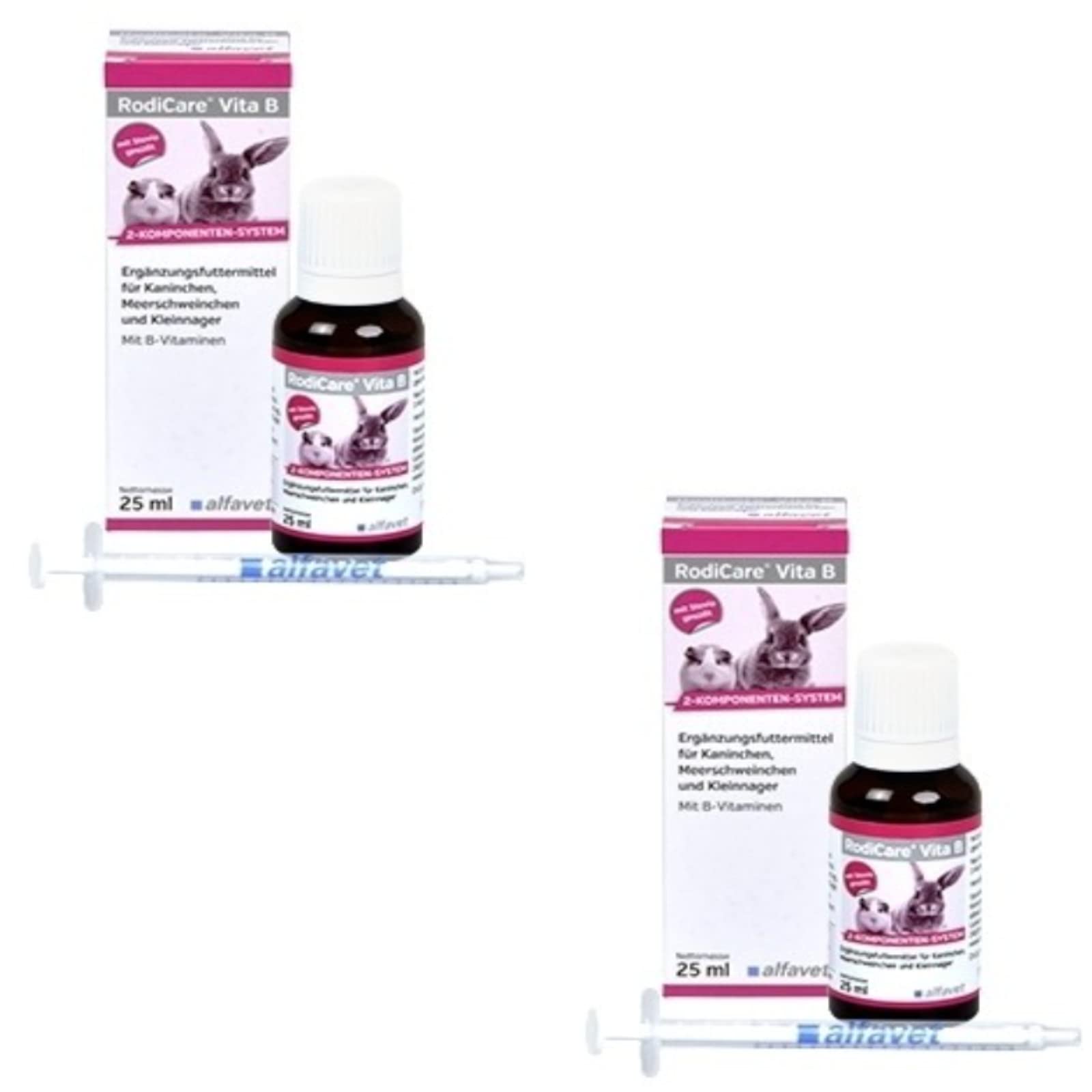 alfavet RodiCare Vita B | Doppelpack | 2 x 25 ml | Ergänzungsfuttermittel für Kaninchen, Meerschweinchen und Kleinnager | B-Vitamine in hoher Konzentration | 2-Komponenten-System