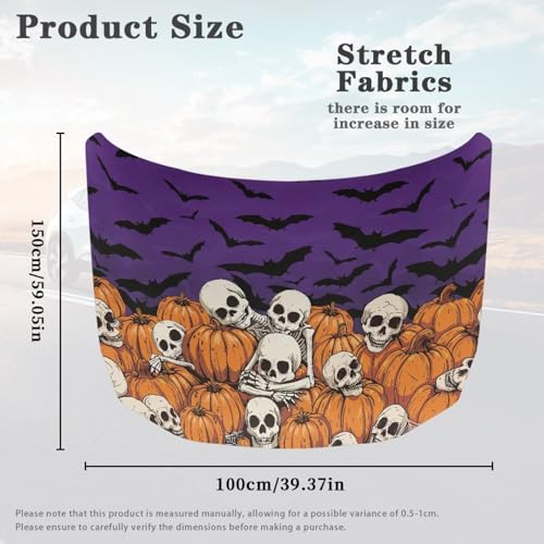 Image of Bat Skeleton Car Hood Cover All Weather Protection Automotive Exterior Accessories Universal Fit Hood Covers for Cars, Trucks, SUV, or Van Full Coverage Halloween Decor