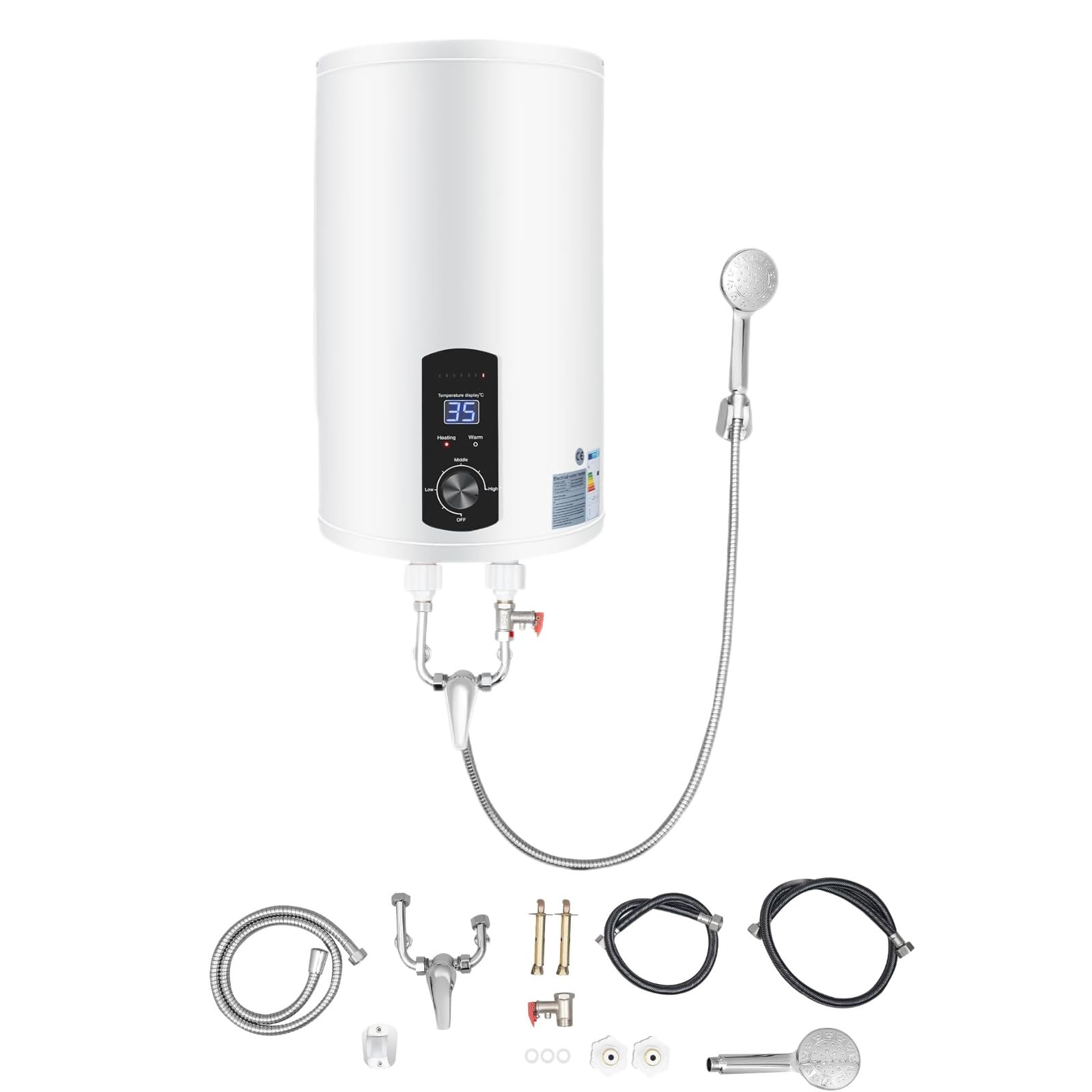 30L Elektrischer Warmwasserboiler 2000W, Emaille-Innenbehälter mit Schnellaufheizung, Digitale Regulierung 25-75°C, IPX4 Schutz, Einfache Montage für Küche und Badezimmer