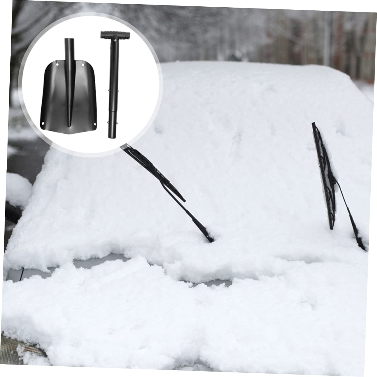 Supvox Autoschneeschaufel aus Aluminiumlegierung Abnehmbar und Ausziehbar Leichter Schneeräumer für Auto und Outdoor Camping im Winter