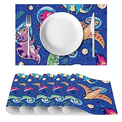Set de table antitàche Oxford bleu dinosaure pour repas propre - 3