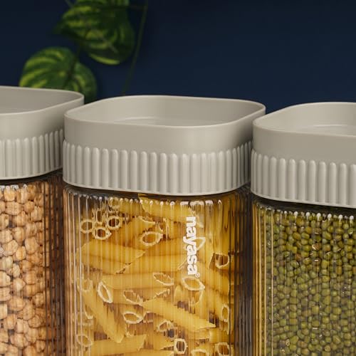 Image of Nayasa Refresh Container 750 ML BPA Free Food Grade Airtight Kitchen Storage Stackable Containers- Set Of 6 | Grey