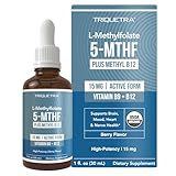 L Methyl Folate 15mg Plus Methyl B12 Cofactor – Organic Berry Flavor, High Potency Liquid Sublingual Active 5-MTHF Form - Supports Mood, Methylation, Cognition – Bioactive Forms Vitamin B9 & B12 (1oz)