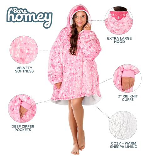 Image of Bare Home Wearable Blanket Hoodie - Soft Plush Sherpa - Warm and Cozy - Oversized Wearable Blanket