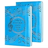 Music Gift 2 PCS Blank Sheet MUSIC Notebook Where Words Fail music Speaks Gift Manuscript Paper Notebook (2pcs Music -Light blue)