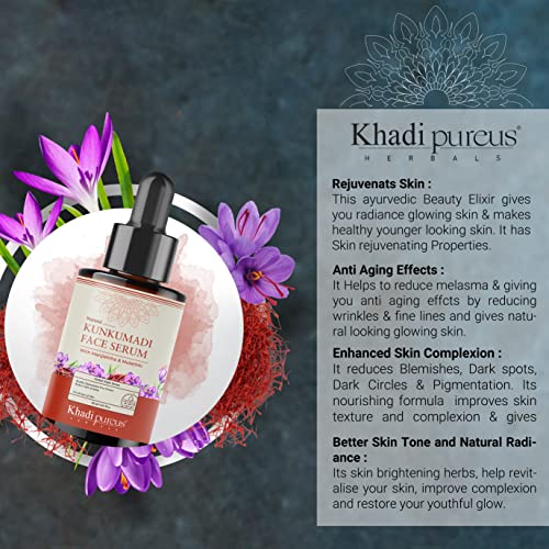 Image of PUREUS Khadi Herbals Kumkumadi Oil Face Serum, Kumkumadi Night Cream & Kumkumadi Face Wash + Beetroot Lip Balm & Lip Scrub for Natural Radiance & Healthy Lips | Kumkumadi Combo Kit Women & Men 310 ml