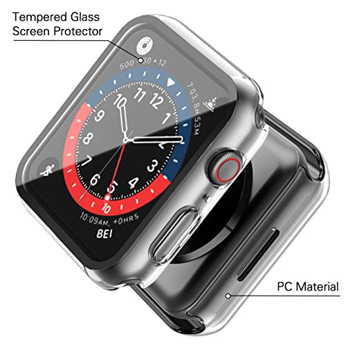 Image of Misxi 2 Pack Hard PC Case with Tempered Glass Screen Protector Compatible with Apple Watch Series 9 (2023) Series 8 Series 7 41mm, Ultra-Thin Scratch Resistant Cover for iWatch, Transparent