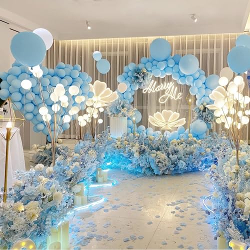 Image of Pastel Blue Latex Balloons 100 Pack 12 inch Light Blue Party Balloons Round Helium Baby Blue Balloons for Baby Shower Boys Birthday Gender Reveal Party Decoration