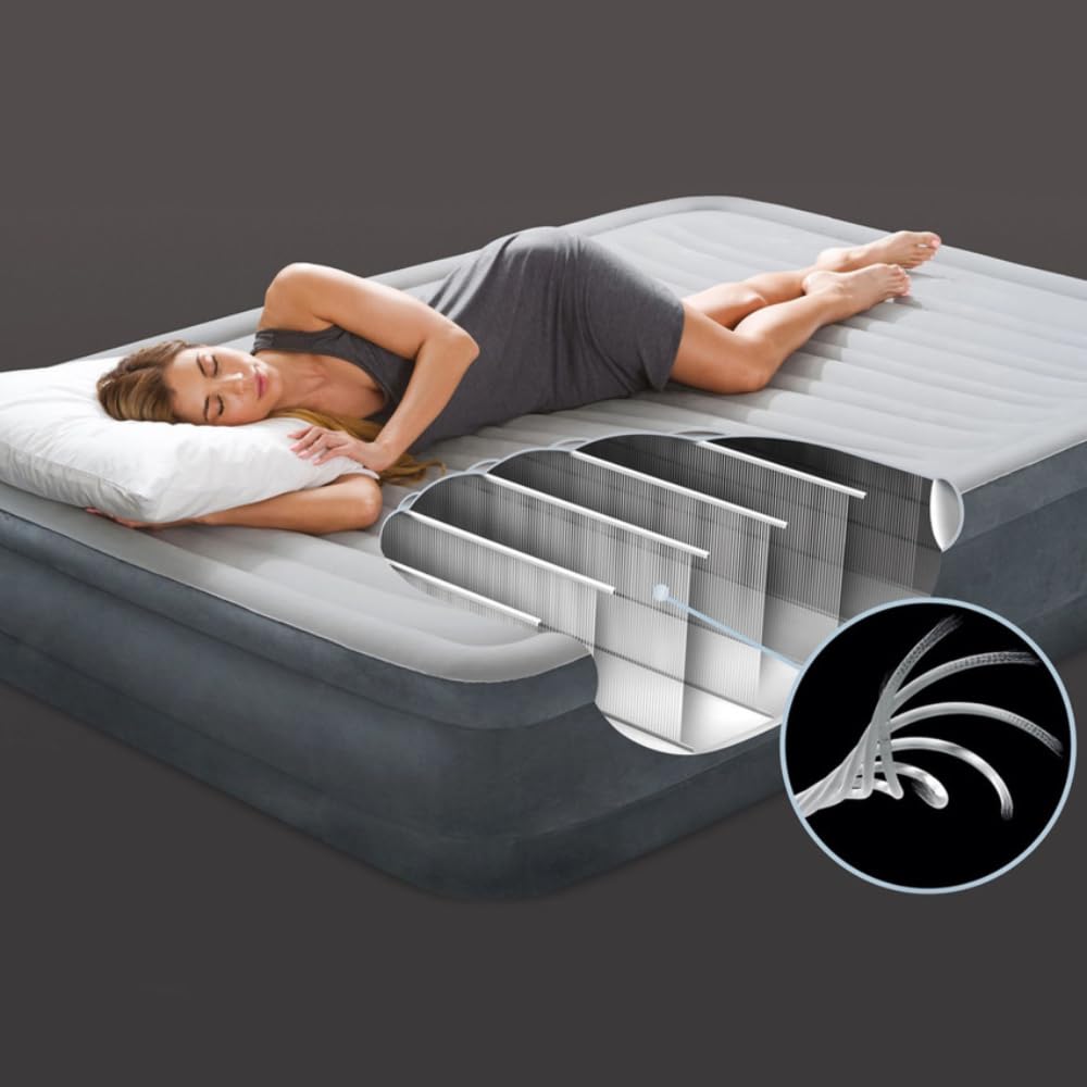 COMFORT WAVE materasso gonfiabile matrimoniale 152x203x46 cm con Tecnologia Fiber-Tech e pompa elettrica integrata, letto ad aria autogonfiante compatto e confortevole