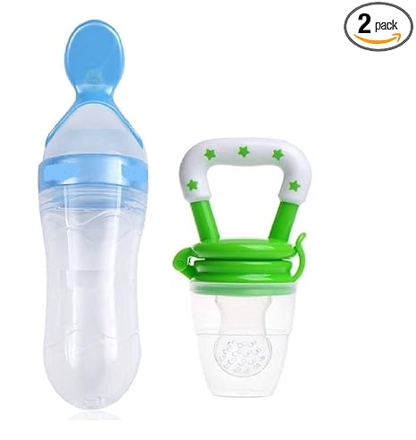 Cuckoos Baby Silicone Food Feeder & Fruit Feeder Nibbler Combo (Pack of 2)