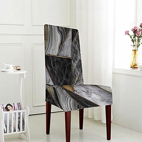Wondertify Mosaic Marbling Chair Covers For Dining Room Marble Granite Agate Gold Stretch Slipcovers Chair Protector Decor For Home And Banquet White Black Gray Gold Glitter #TOP2
