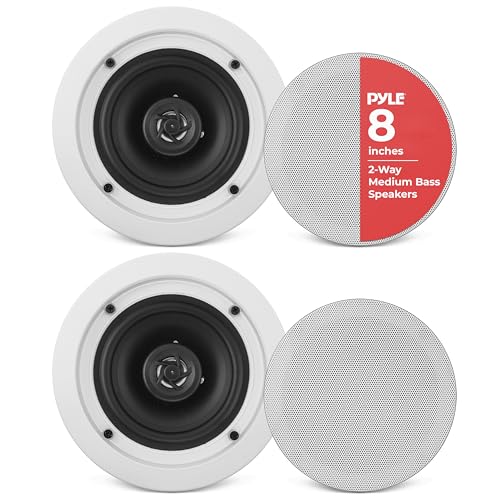 Image of Pyle Pair 6.5”/16.5cm Ceiling Wall Mount Speakers, 2-Way Midbass Woofer Speaker, 1/2'' Polymer Dome Tweeter Flush Design w/ 70Hz-20kHz Frequency Response & 200 Watts Peak Easy Installation