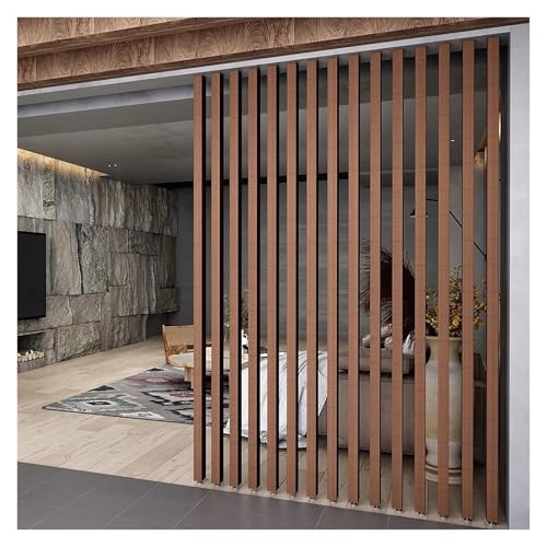 Separador de habitación de madera rústica, pantalla de privacidad de altura ajustable para dormitorio, restaurante, probador, 15 columnas de pared de listones, poste decorativo de 70-240 cm de alto