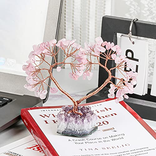Nupuyai Rose Quartz Crystal Tree with Amethyst Cluster Base - Image 4
