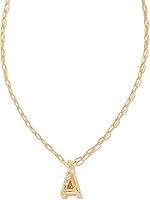 Kendra Scott Crystal Letter Initial Pendant Necklace - Gold Plated Brass, CZ Sparkle, 16in Chain + Extender for Women