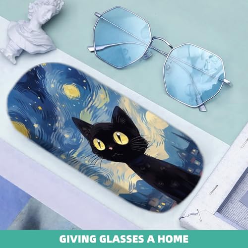 Image of Hard Shell Eyeglasses Case, Travel Portable Protective Glasses Cover Box for Men and Women with Cleaning Cloth