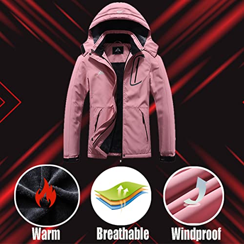 Moerdeng 1527B-PINK-04-L Women'S Waterproof Ski Jacket Warm Winter Coat Outdoor Windbreaker Hiking Snowboarding Jacket thumb #4