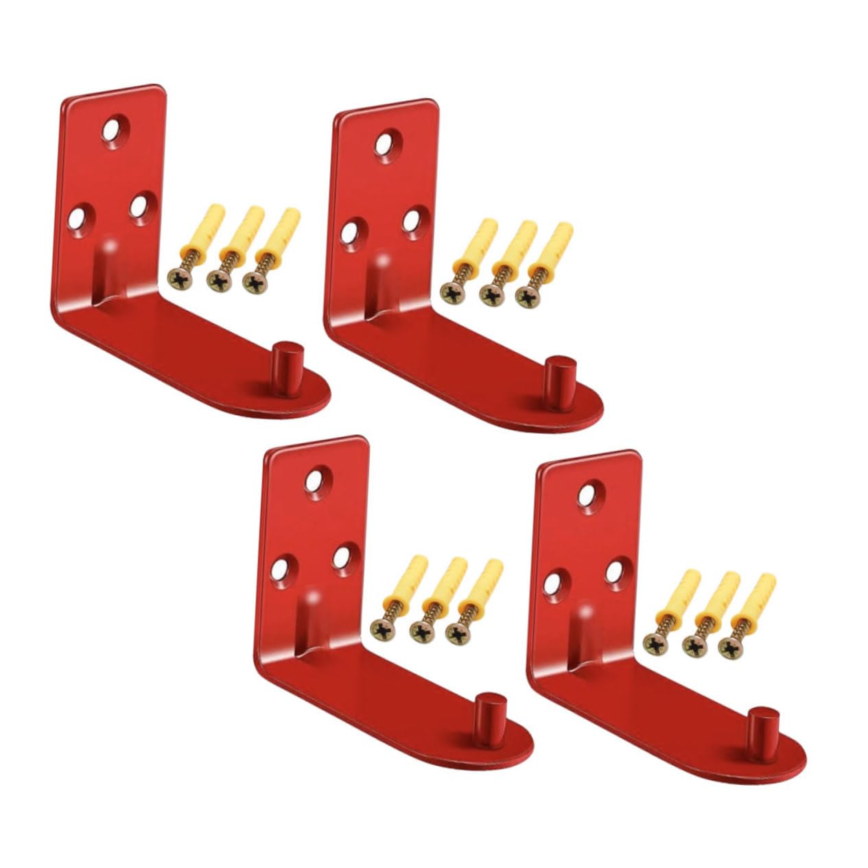 COOLHIYA Hooks 4pcs Fire Extinguisher Bracket Fire Extinguisher Holder Fire Extinguisher Mount Fire Extinguisher Hook for Wall Inclined Hole Red Metal Iron Bracket Fire Extinguisher Hooks