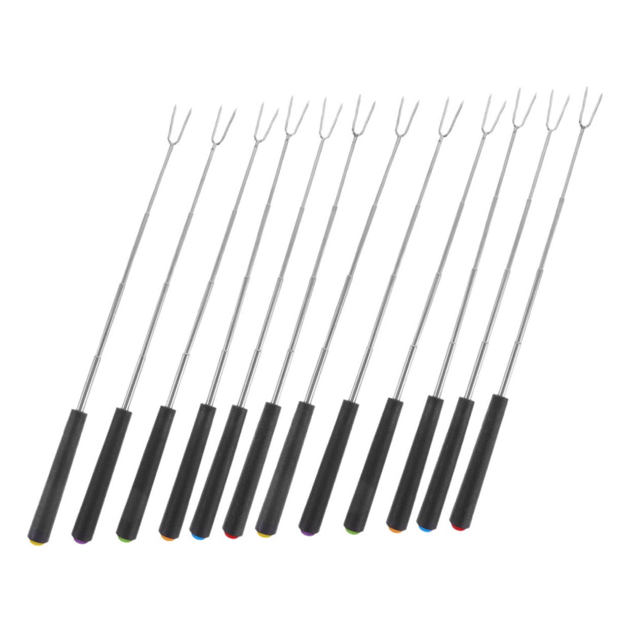 CIYODO 12pcs Extendable Barbecue Forks for Fire Pit Camping Telescoping Bbq Tools for Sausage and Marshmallow Roasting Essential Grilling Accessories