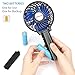 Small Handheld Battery Operated Face Fan with 2 Batteries, Portable & Rechargeable, Folding Design, Strong Airflow, 3 Settings, Ideal for Disney & Travel & Dry Eyelash, Blue, 4Inch (10-1000-F218)
