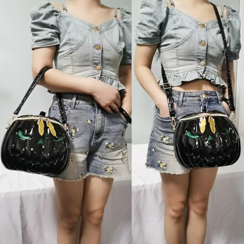 Image of Men and Women PVC Pumpkin Shaped Crossbody Shoulder Bag Handbag Halloween Pumpkin Purse