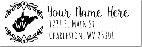 Miniatura 58 de State Love - Sello de dirección autoentintado para Texas, caja rosa, púrpura o negra, impresiones limpias y nítidas, diseño rectangular, tamaño 7/8