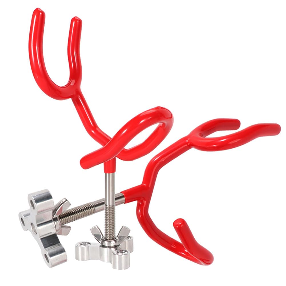 Lot de 4 supports de canne à pêche en acier avec revêtement en PVC à 20 degrés Rouge