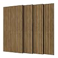 MAGICUBETIC 4-Piece 3D Acoustic Wood Slat Wall Panels, Peel and Stick Noise Cancelling Sound Absorber, Natural Teak Interior Wall Decor (47.2"x23.6")
