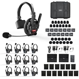 SYNCO XTALK XPRO13 Wireless Communication Headset System, Full Duplex 2.4GHz Wireless with 24H Battery Life 500m/1640ft Noise Reduction for 13 Person, Xtalk-XPRO-intercom-Communication-Heads