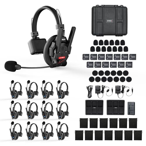 SYNCO XTALK XPRO13 Wireless Communication Headset System, Full Duplex 2.4GHz Wireless with 24H Battery Life 500m/1640ft Noise Reduction for 13 Person, Xtalk-XPRO-intercom-Communication-Headset