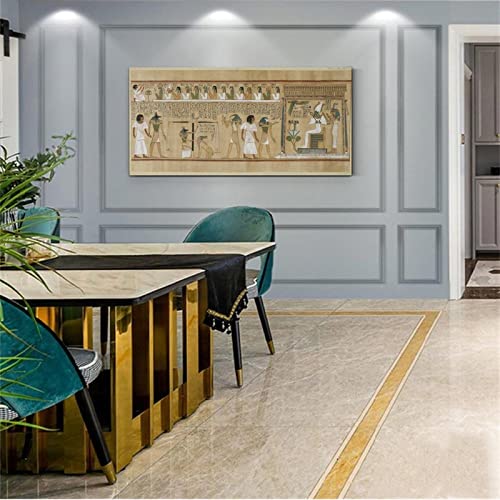 Ancient Egyptian Art Poster The Last Judgment (1275 Bc, Papyrus Scroll Engraving Wall Decoration Canvas Painting Wall Art Poster For Bedroom Living Room Decor 20X40Inch(50X100Cm) Frame-Style #TOP2