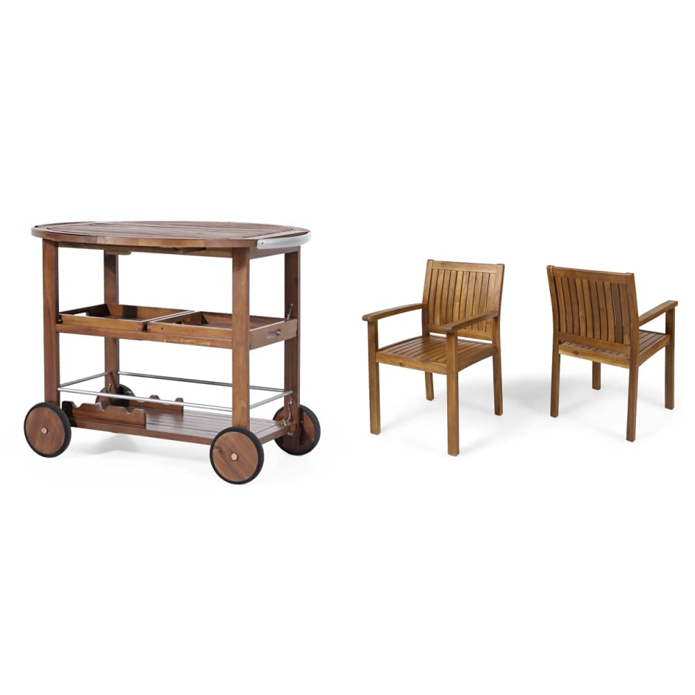 Christopher Knight Home Tillary Tiller Outdoor Acacia Wood Bar Cart