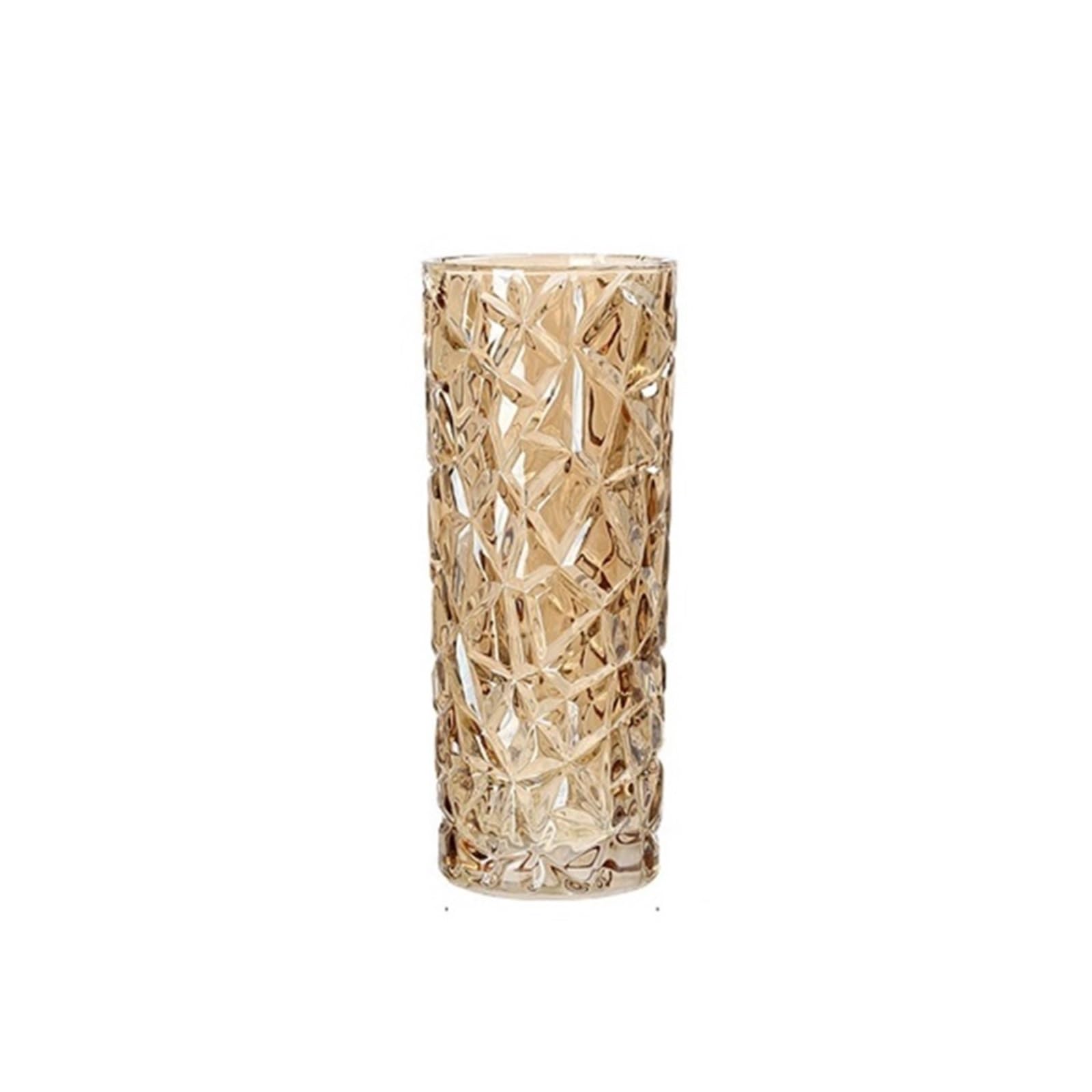 Large Floor Countertop Vase Gold-plated Crystal Glass Vase Color Hydroponic Living Room for Living Dining Room Kitchen(Small)