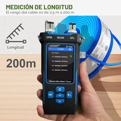 Miniatura 5 de Noyafa Nf-8508 Probador De Cables - Red Ethernet Medidor De Potencia Óptica, Tester Rj45 Rj11, Vfl, Prueba Poe, Ncv, Medición De Longitud, Mapeo De Cables Cat5 Cat6