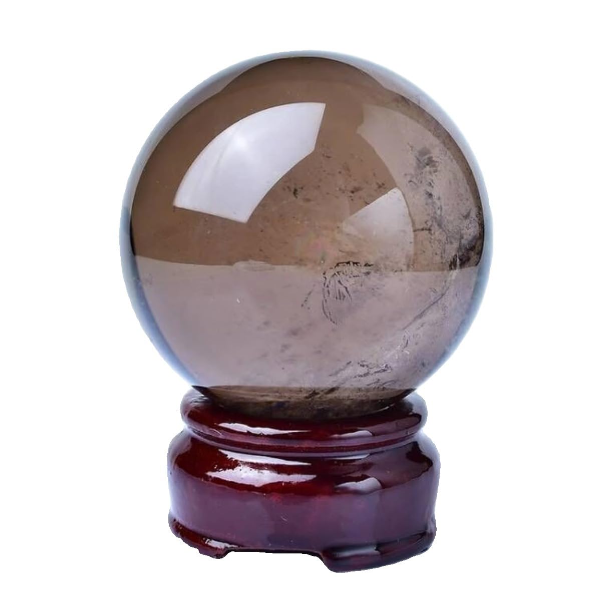 IUYIXWFP Natural Smoky Quartz Crystal Ball – Brazilian Hand-Polished Smoky Quartz Sphere, Healing Crystal Decor for Home, Office, Meditation & Business Opening Gift,3.54in
