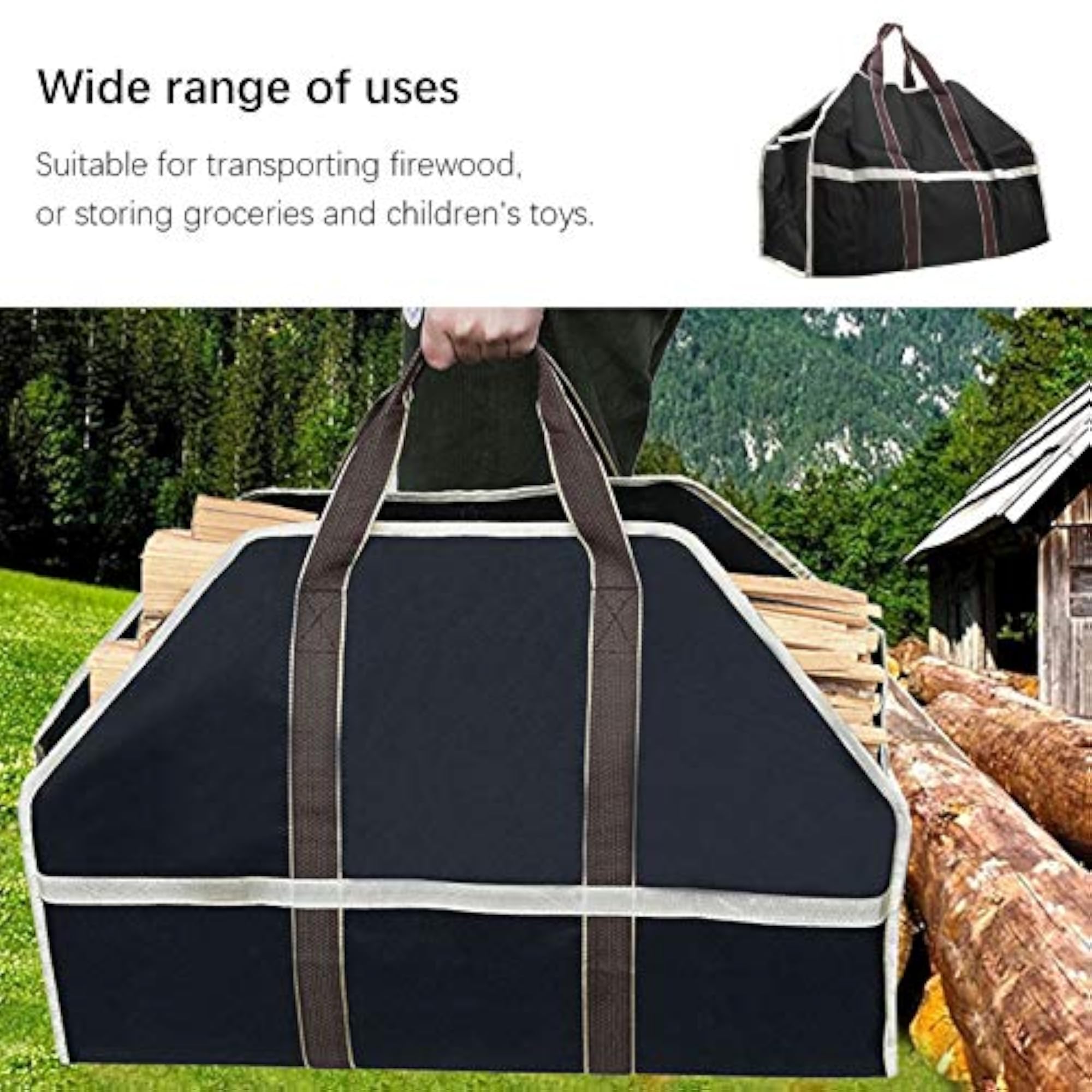 Log Tote Bag with Handles for Firewood Carrier