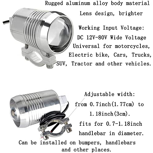 Goodkssop 1Pcs Waterproof Bright 30W Led Motorcycle Headlight Auxiliary Work Light Spotlight Driving Fog Spot Lamp Universal For Car Offroad Atv Truck + 1Pcs On/Off Switch #TOP4