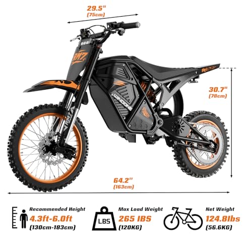 Windone RM7 Electric Dirt Bike for Teens Adults, 48V 22.5Ah Up to 37MPH & 45-Mile Electric Motorcycle, 2200W Ebike, 14"/12" Off-Road Tire E-Bike, Dual Hydraulic Brakes, Full Suspension, White by Windone - Image 7