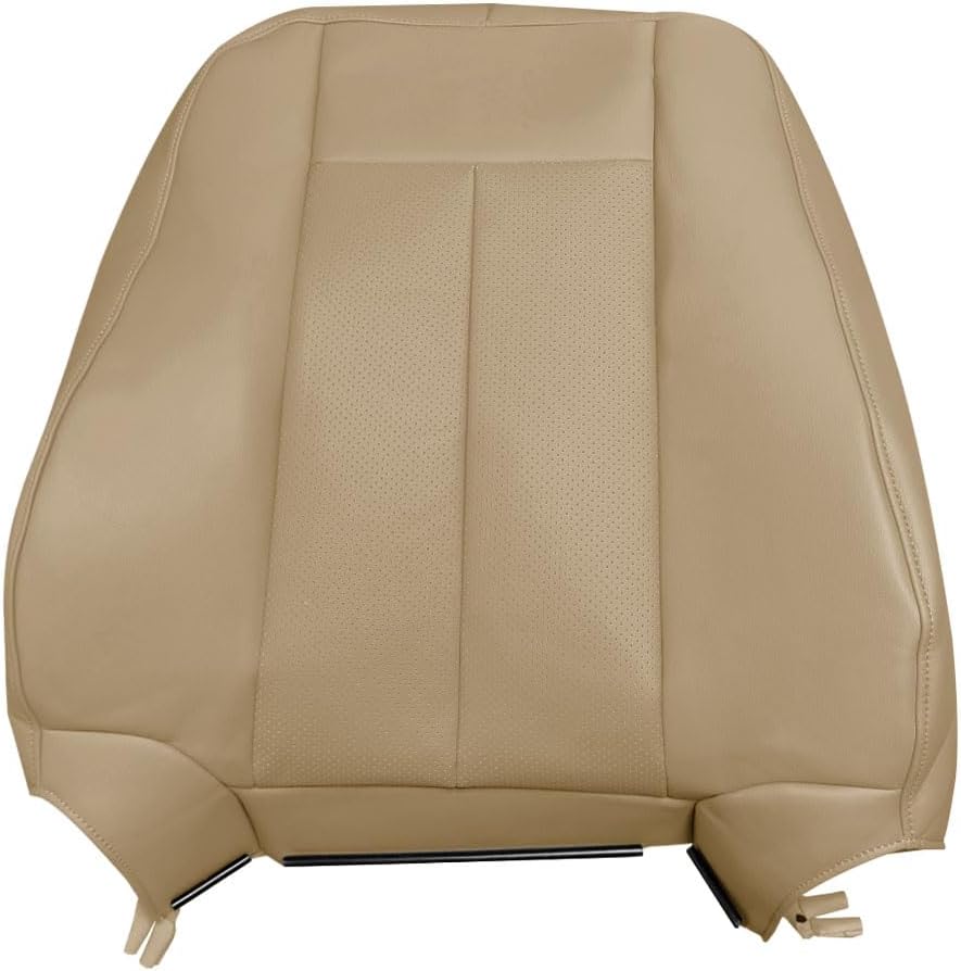 Driver & Passenger Side Bottom Replacement Perforated Leather Seat Cover Tan Compatible with Ford Expedition XLT 2007 2008 2009 2010 2011 2012 2013 2014
