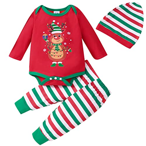 Nubeehoho Christmas Reindeer Outfit For Newborn Baby Long Sleeve Bodysuit Novelty Clothing Set 6-12 Month #TOP17