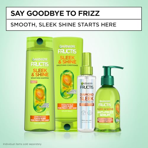 Image of Garnier Fructis Sleek & Shine Shampoo and Conditioner Set for Dry, Frizzy Hair, Up to 72 Hours of Frizz Control, Smooths Flyaways & Boosts Shine, 22 + 21 Fl Oz (Packaging May Vary)