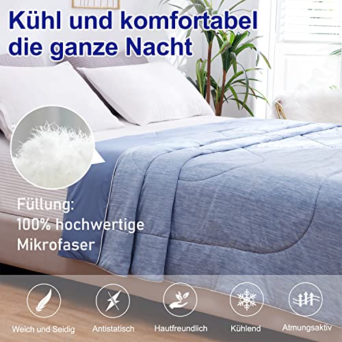 MH MYLUNE HOME Kühldecke Leichte Sommerdecke, Arc-Chill Q-Max0.458, 2in1 Kühlende Bettdecke 150x200, Sommerbettdecke Kuscheldecke Wohndecke Reisedecke Cooling Blanket (blau, 150 x 200 cm)