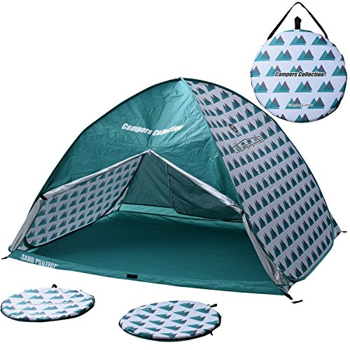 山善 キャンパーズコレクション カーテン付ワンタッチサンシェード3人用 (クッション2枚付き) 200×150cm 山柄 CSE-6UPFYAMA